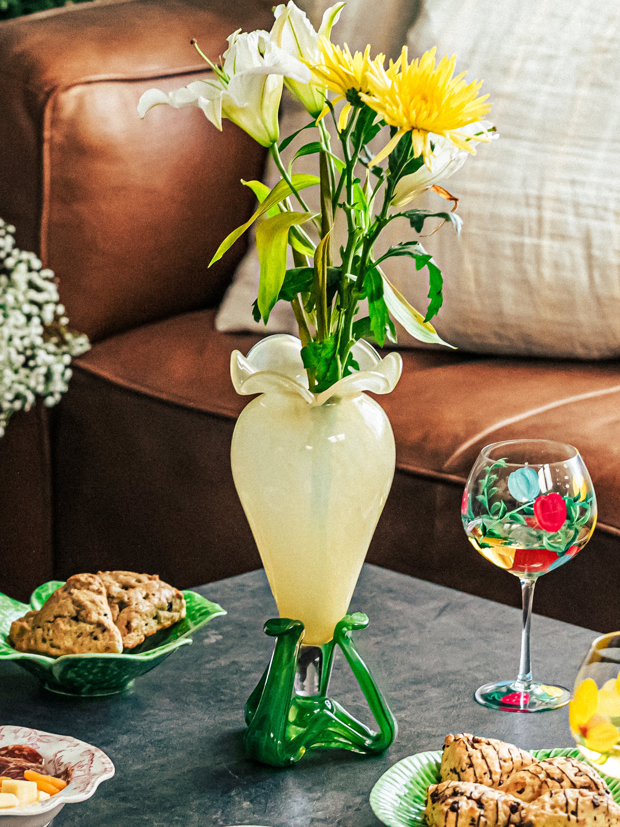 Verdant Blossom Stand Vase