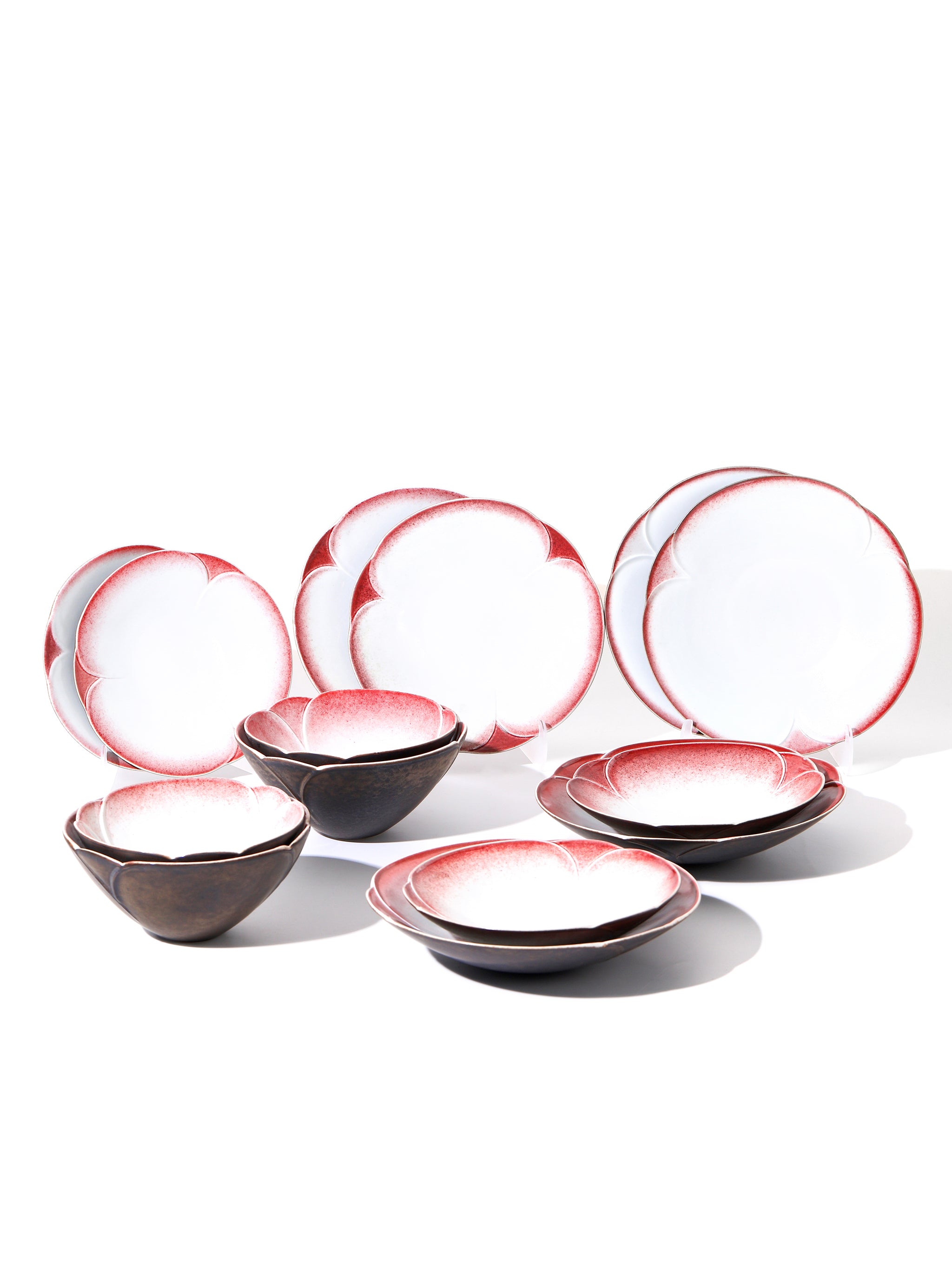 Crimson Petal Dinnerware Collection, Set of 14