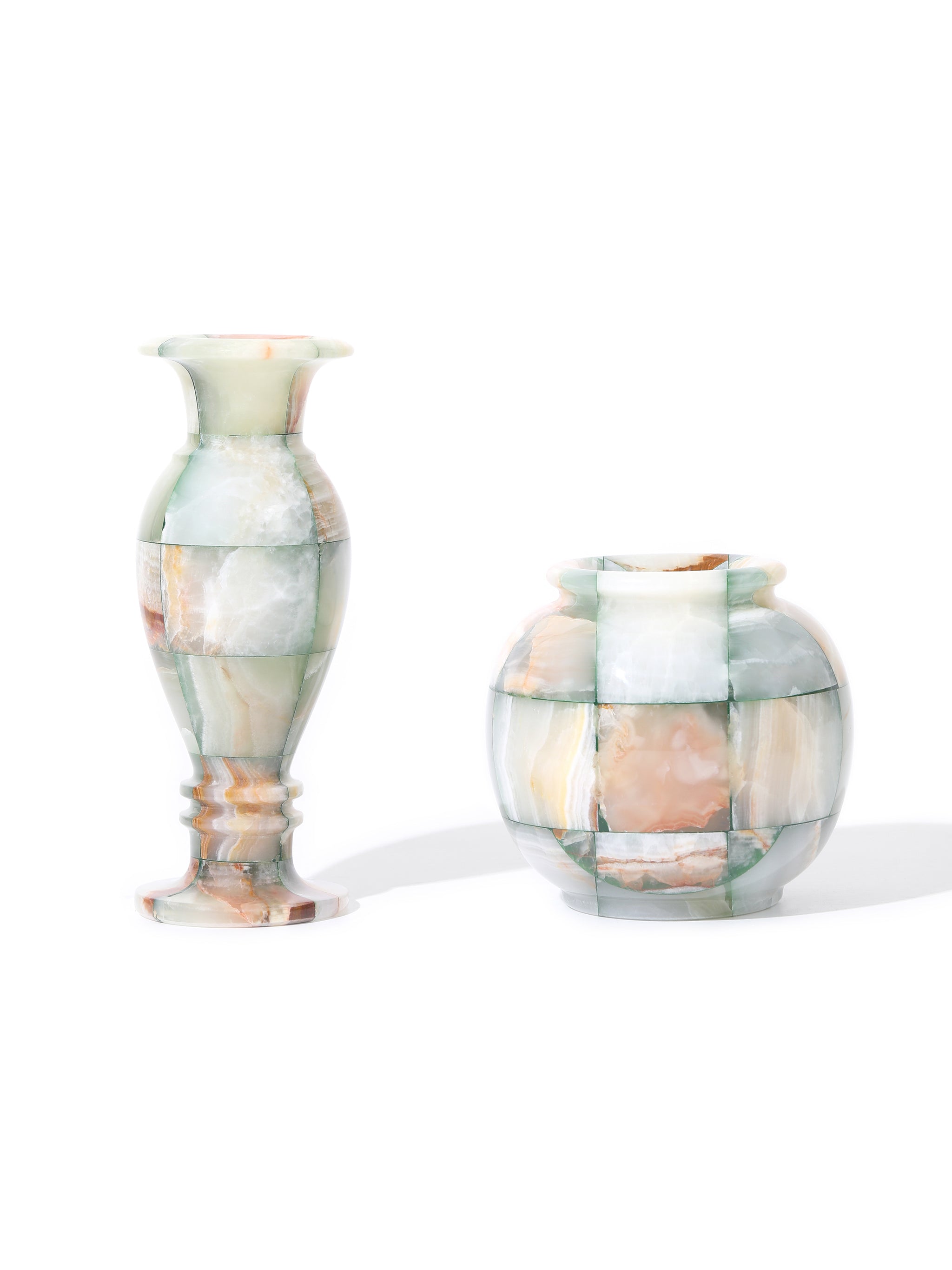 Forest Charm Jade Mosaic Vase, Set of 2