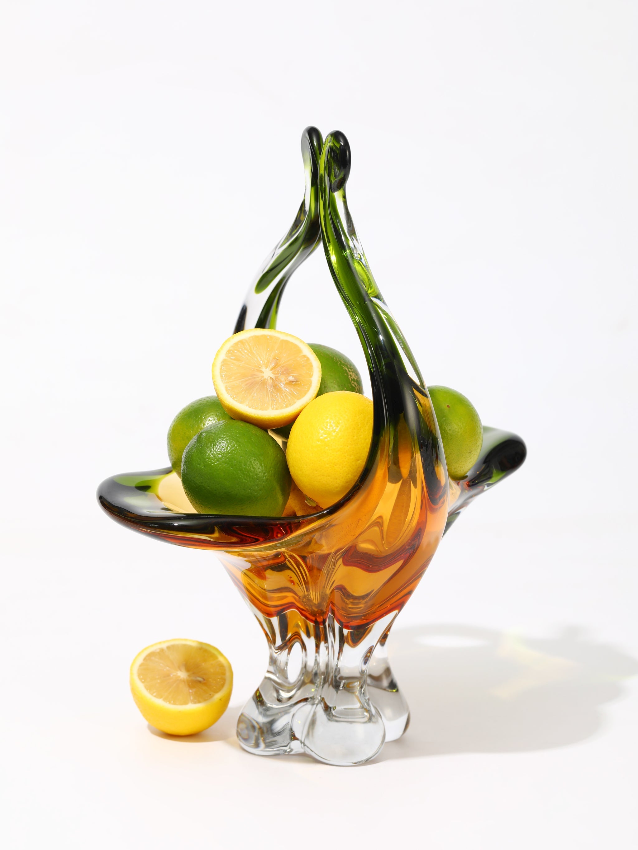 Verdant Amber Glass Baskets