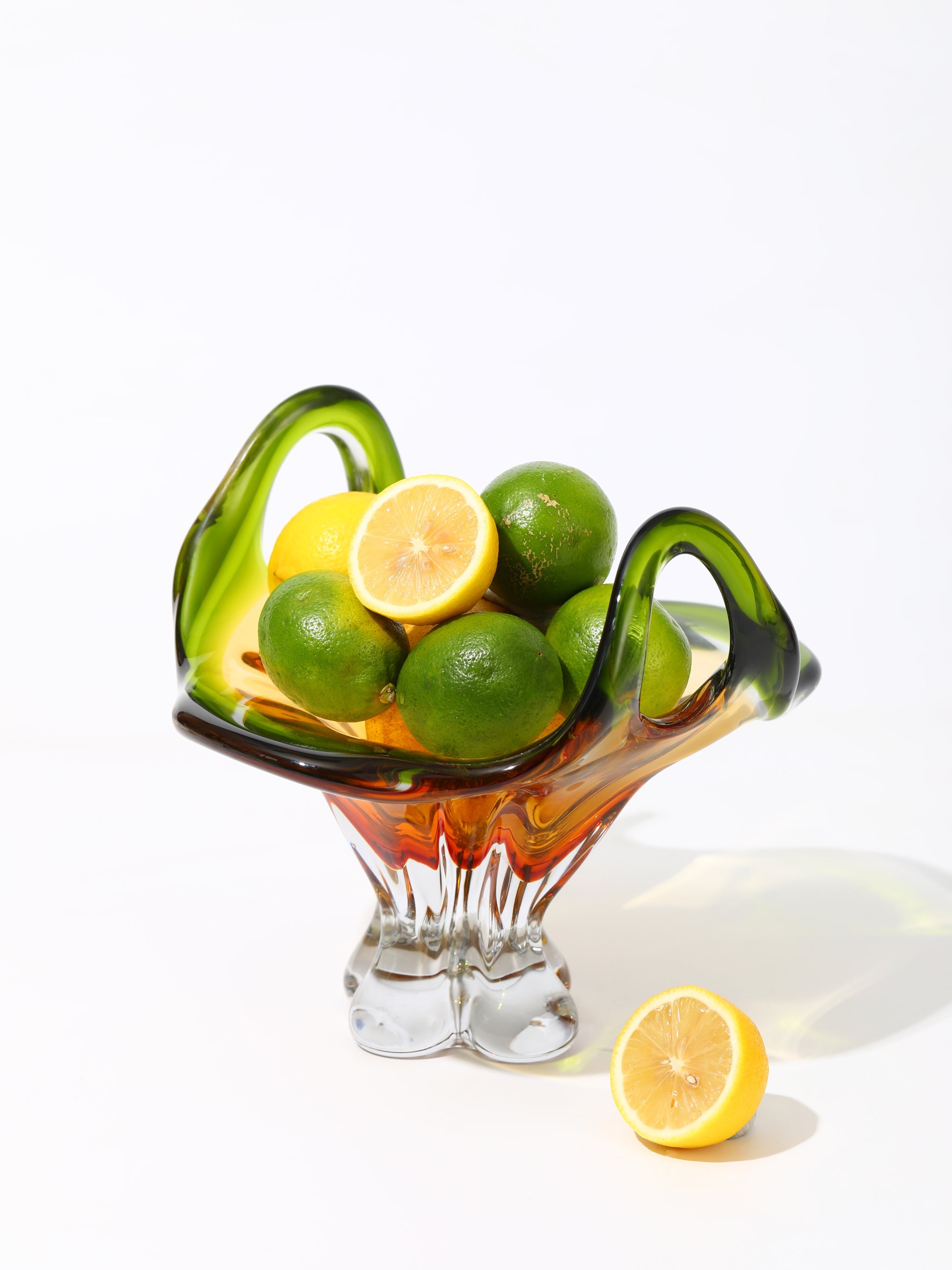 Verdant Amber Glass Baskets