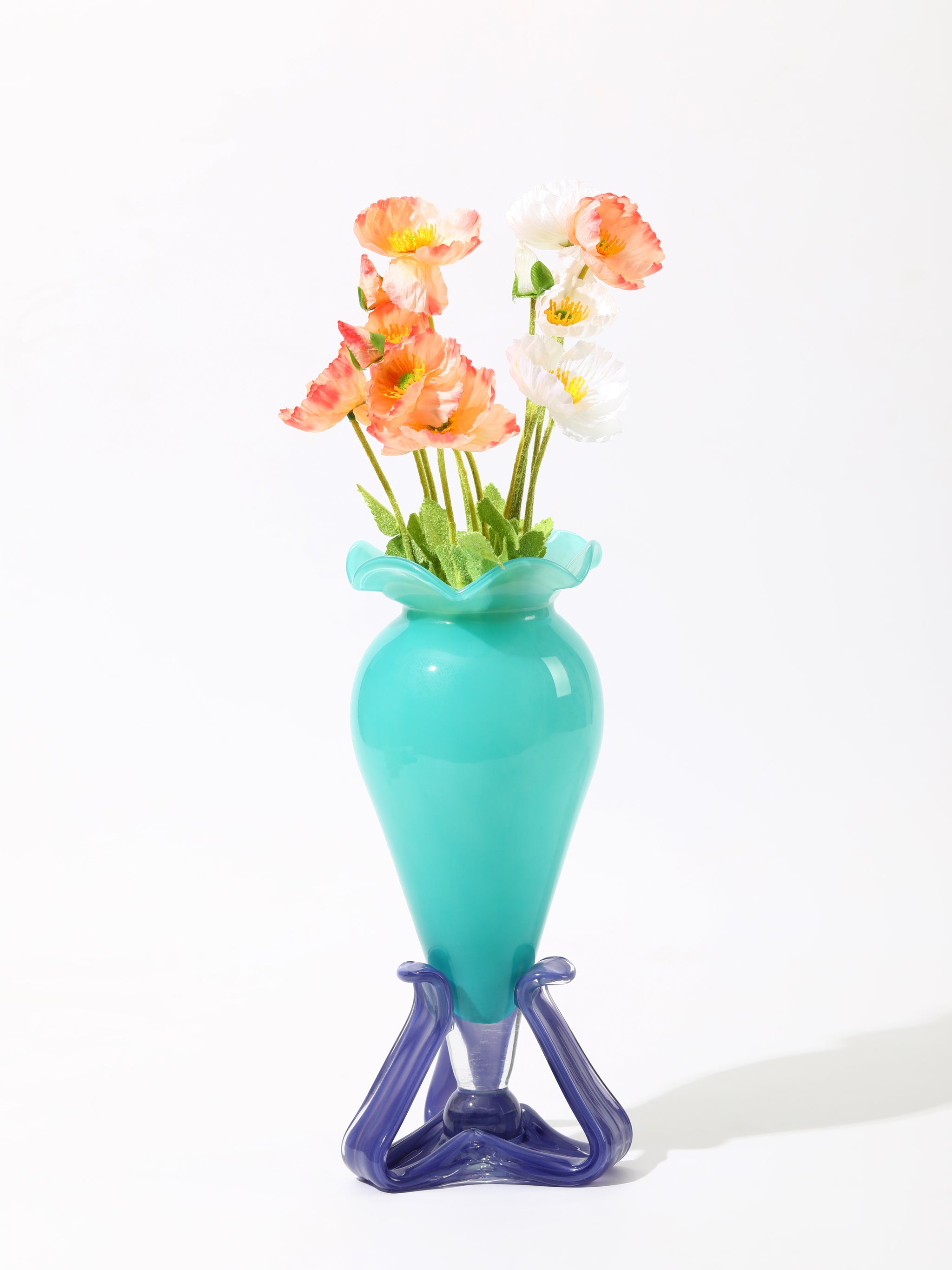 Aqua Blossom Stand Vase
