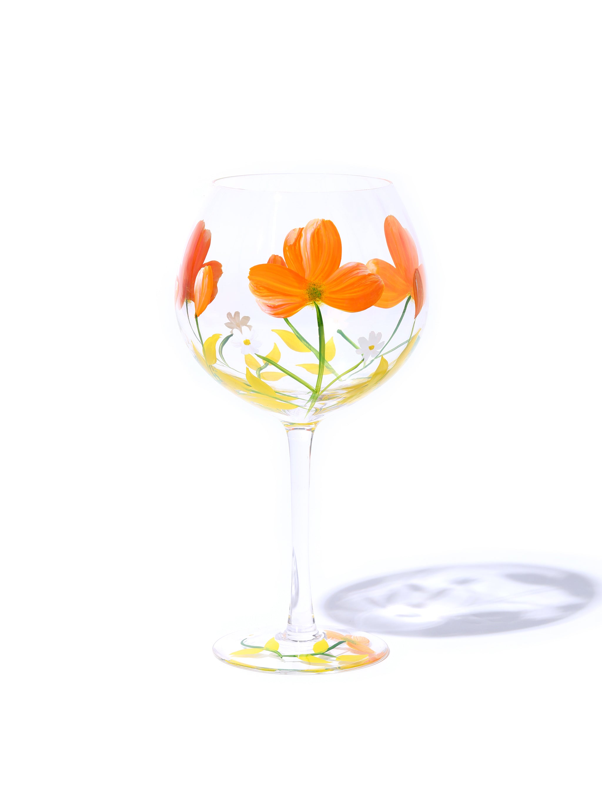 Botanical Bliss Wine Glass, Orange Splash