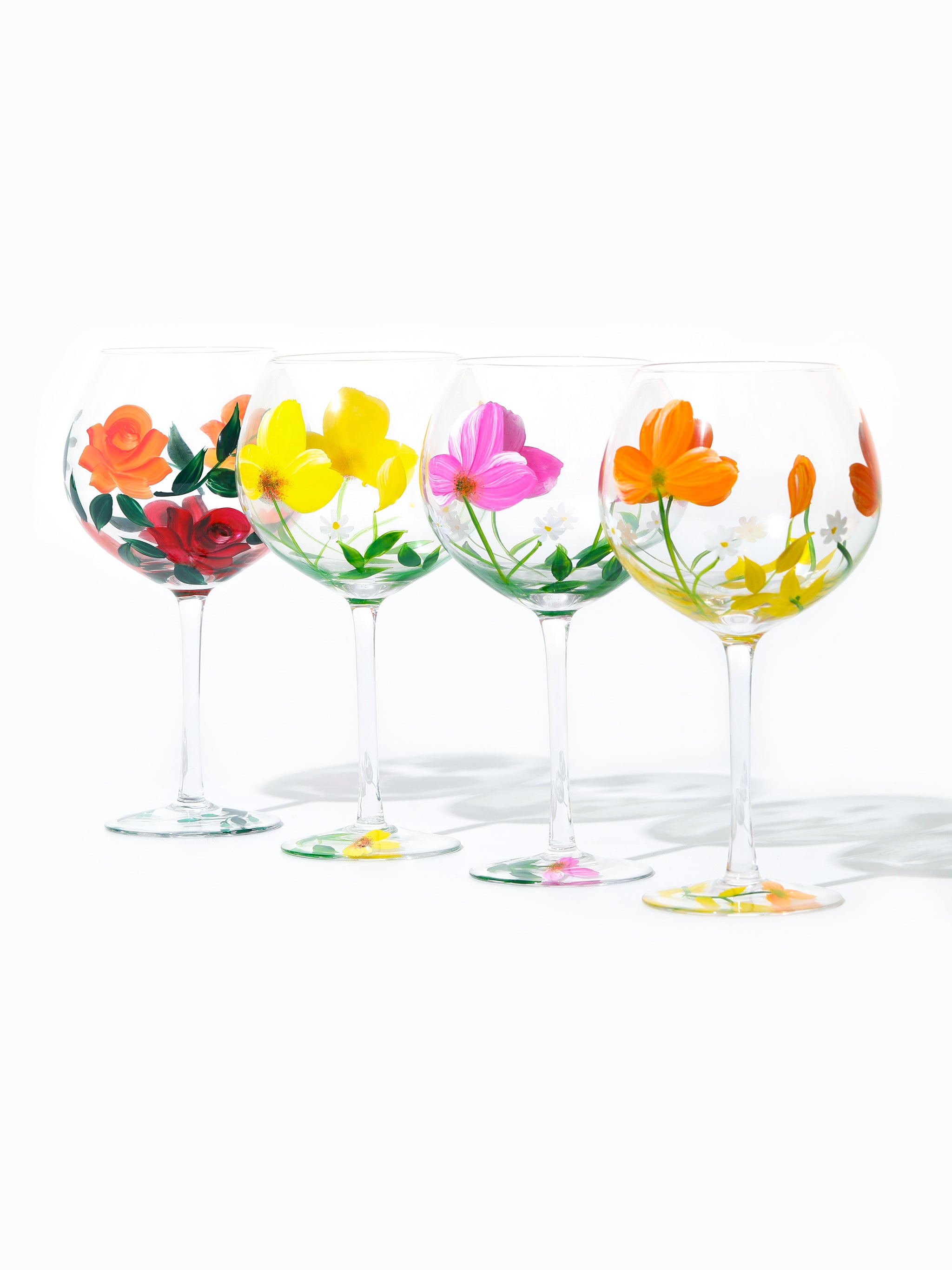 Botanical Bliss Wine Glass, Orange Splash