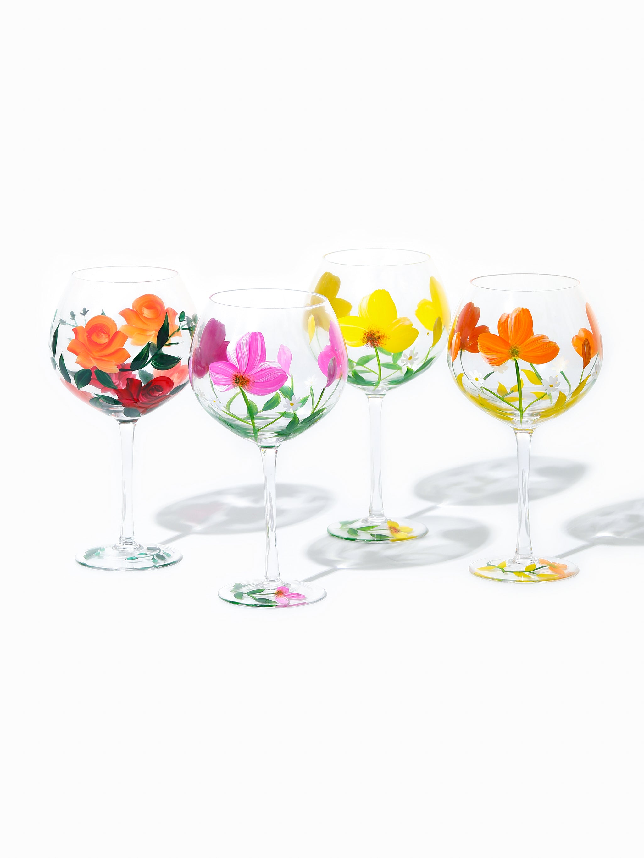 Botanical Bliss Wine Glass, Yellow Splash