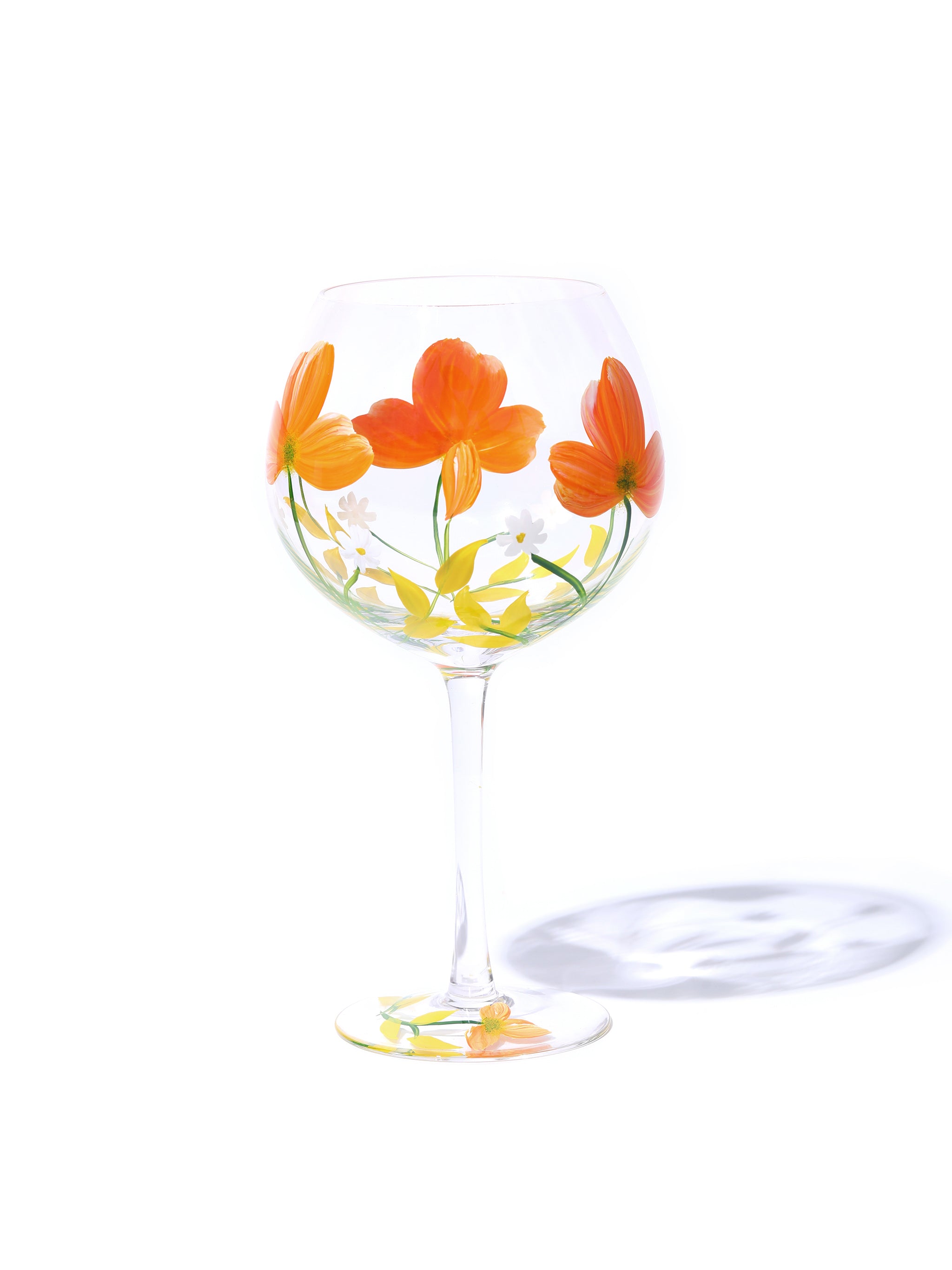 Botanical Bliss Wine Glass, Orange Splash