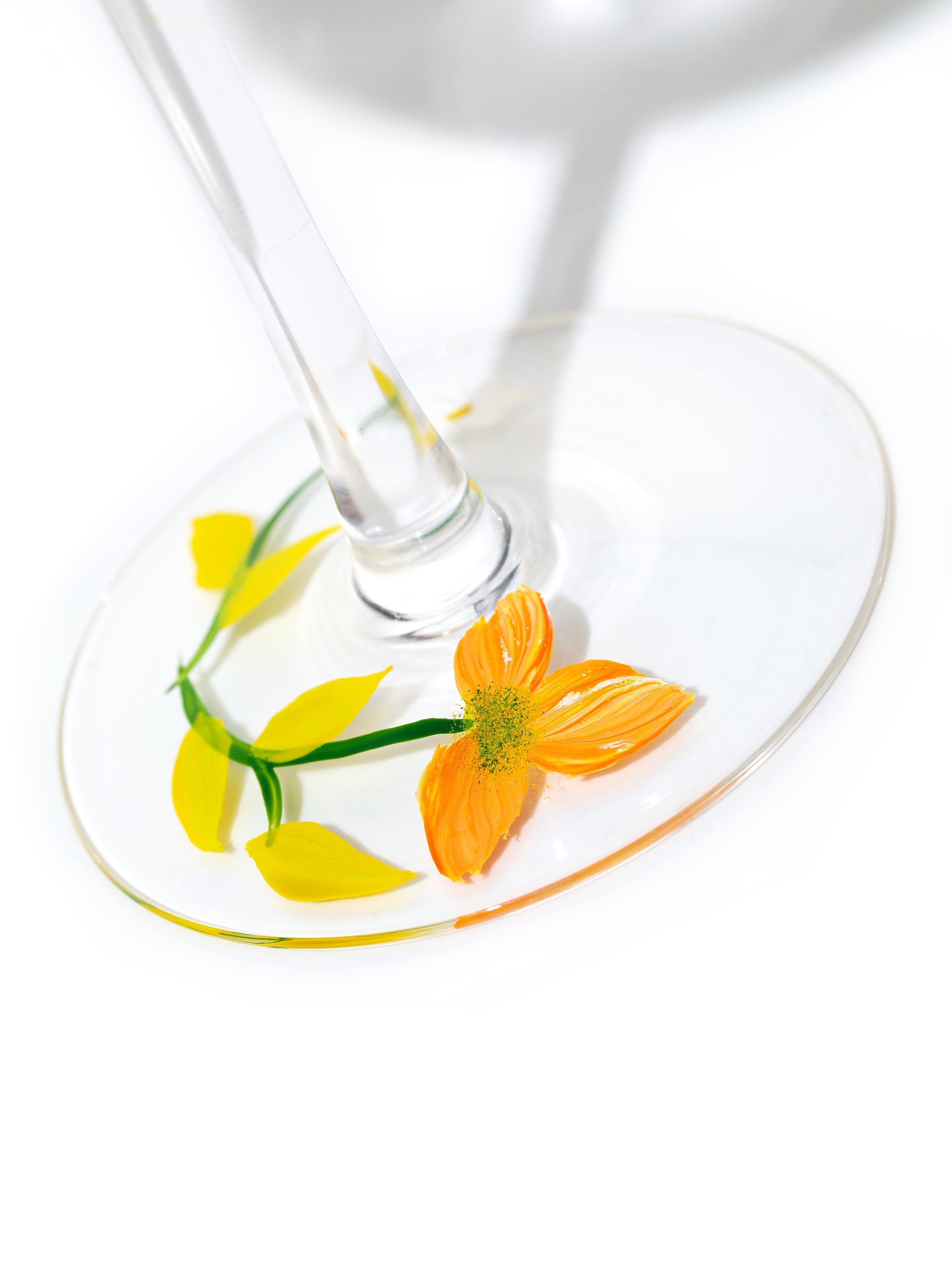 Botanical Bliss Wine Glass, Orange Splash