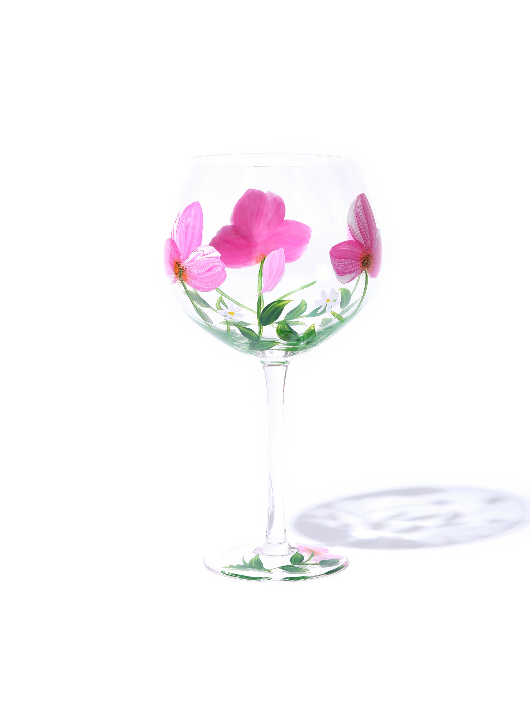 Botanical Bliss Wine Glass, Pink Splash