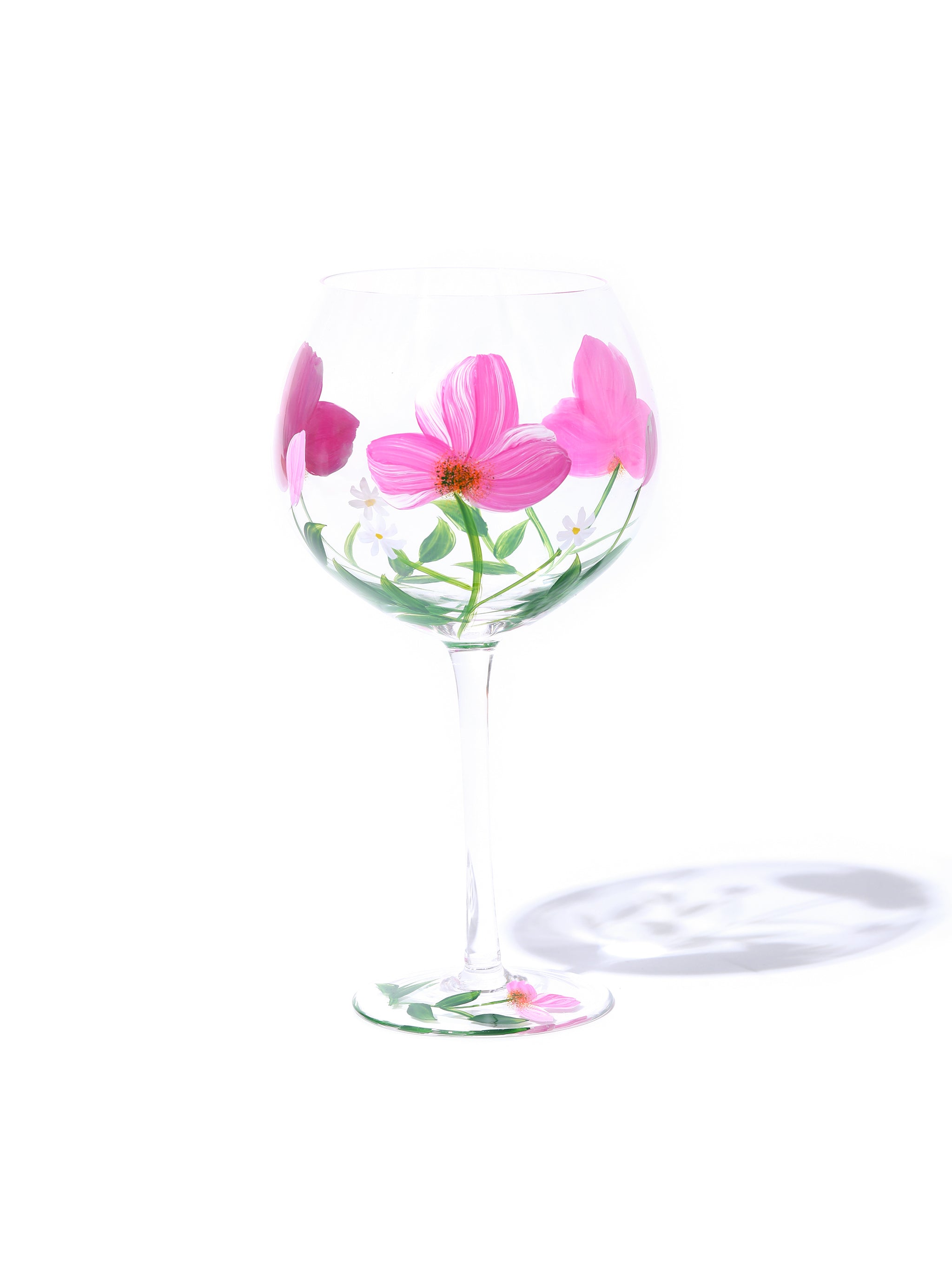 Botanical Bliss Wine Glass, Pink Splash