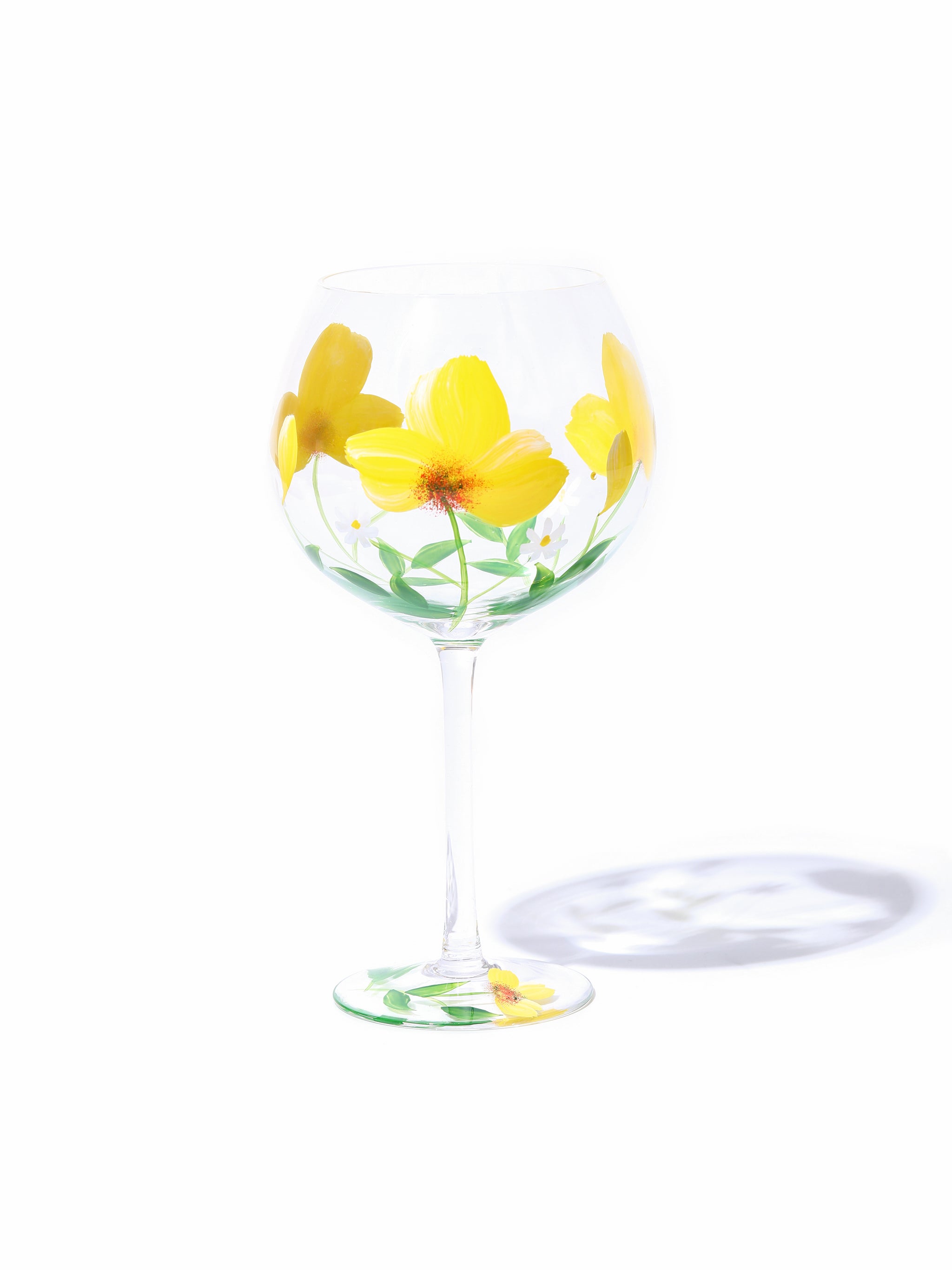 Botanical Bliss Wine Glass, Yellow Splash