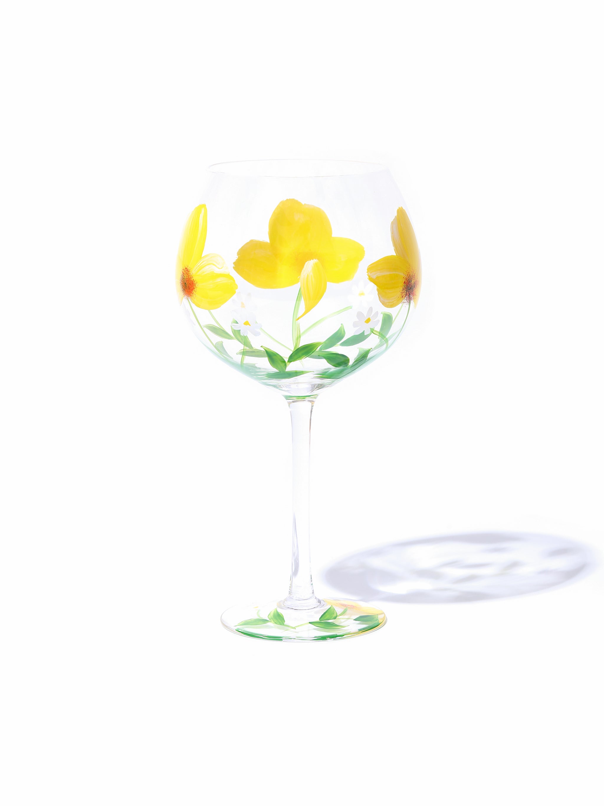 Botanical Bliss Wine Glass, Yellow Splash